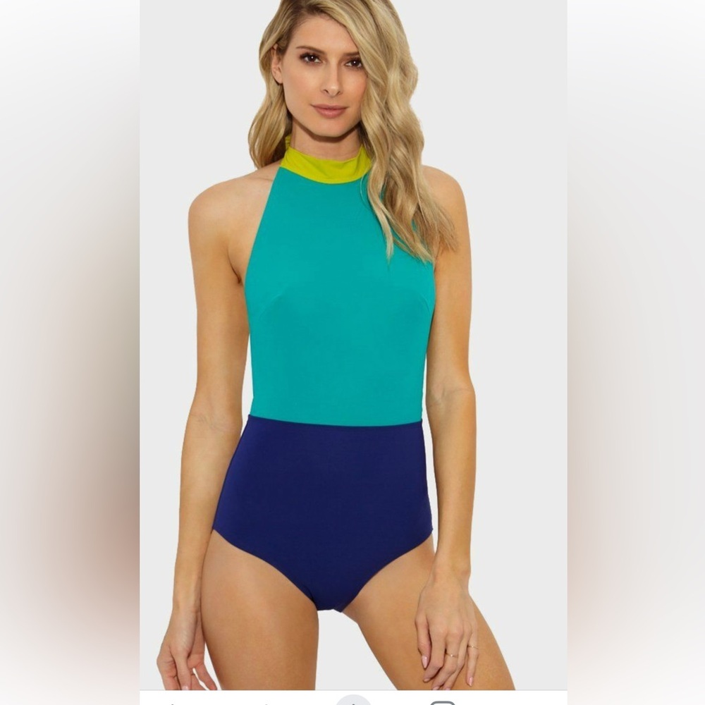 NWT Flagpole Teael and Blue Halter Swimsuit from Barney’s